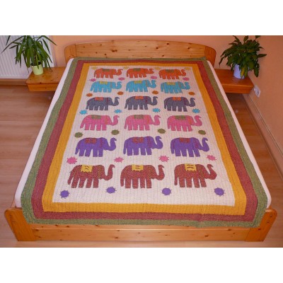 Patchwork jednolůžko – sloni, 155x220 cm