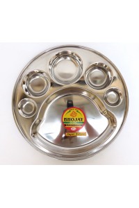 Kulatý talíř z kvalitního nerezu s šesti přihrádkami - průměr 32 cm