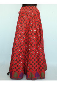 Bohatá panelová, kolová sukně s potiskem červená vel. S, M, L, XL