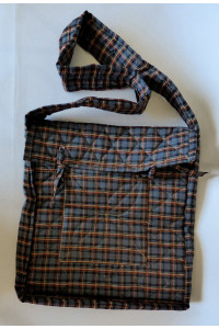 Parikramka - taška pro poutníky, tmavě zelené káro - 38 x 35 cm