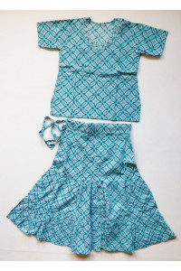 Zeleno-modrý set sukně s kurtičkou, vel. 20,24,28