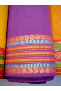 Jihoindická bavlna s vyšívaným okrajem - fialová