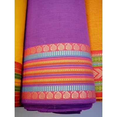 Jihoindická bavlna s vyšívaným okrajem - cihlová