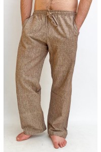 Pánské kalhoty, hnědé žíhané L-XXL