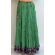 Kolová sukně zelená s fialovým potiskem