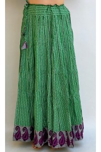 Kolová sukně zelená s fialovým potiskem, vel.S/M