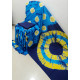 Modro žluté batikované sárí, 100% bavlna