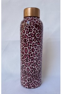 SLEVA Měděná láhev na vodu - design Leopard růžová